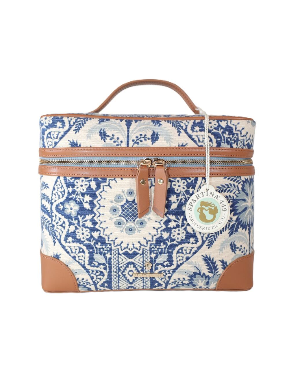 Spartina 449 Travel Accessory Train Case - Peeples Song Park Palms - Blue - NWT